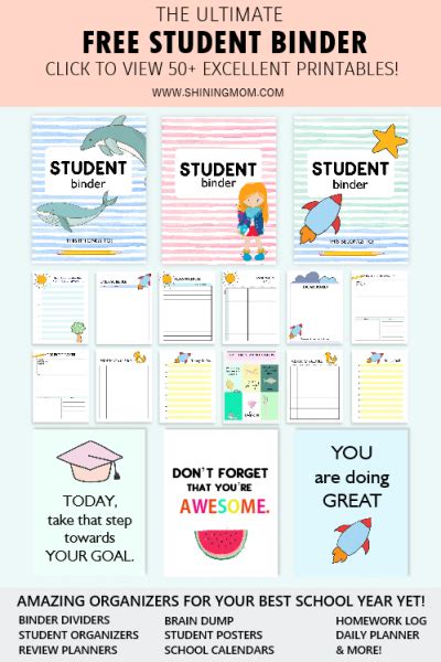 Free Student Binder Printables 50 Awesome Templates For Academic Success