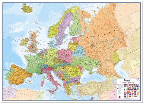Large Europe Wall Map Political Pinboard