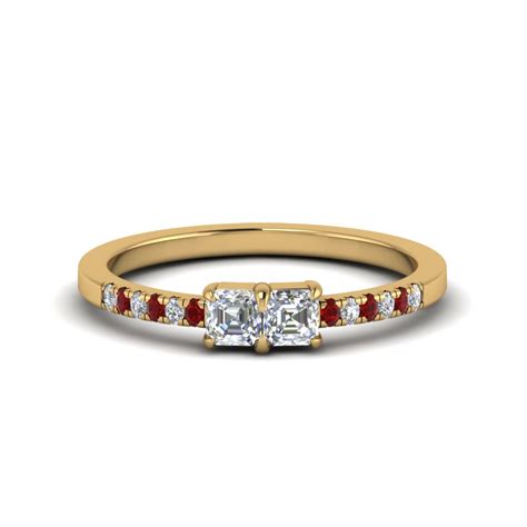 Engagement rings come in all shapes and sizes with wide bands, narrow bands, straight bands and tapering bands. 2 Asscher Cut Diamond Thin Band Engagement Ring With Ruby ...