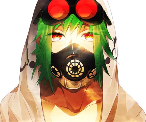 Gumi Megapoid Anime Green Hair Anime Anime Gas Mask