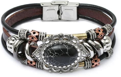 Amazon Com S Susann Leather Bracelets For Women Boho Style Hippie