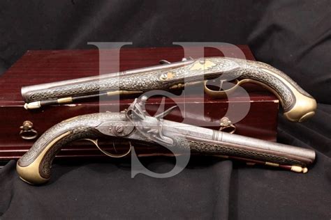 Fatou A Paris Steel Brass Inlay Flintlock Dueling Pistol Cased