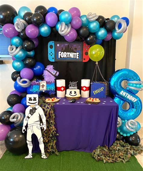 Fortnite Cake Table Boy Birthday Parties Birthday Party Decorations