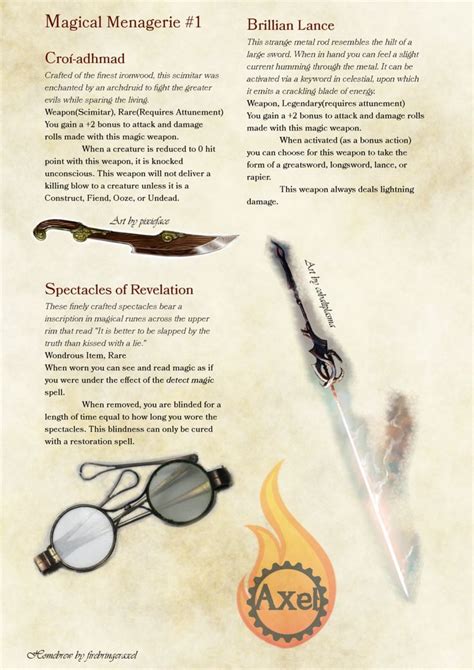 A Collection Of Magical Items Homebrewed For Dungeons And