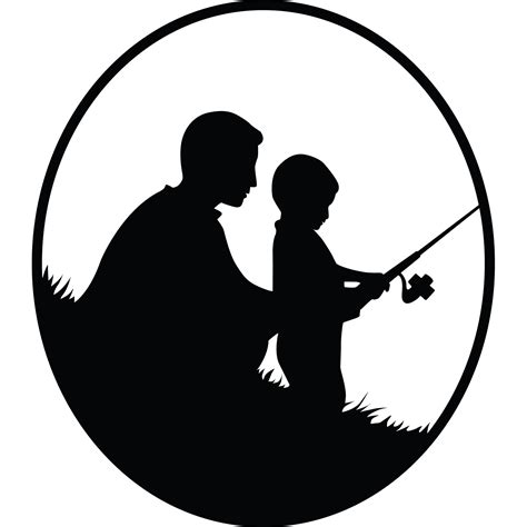 Father And Son Fishing Silhouette Clipart Etsy