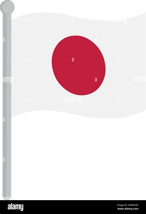 Vector Illustration Of Emoticon Of The Flag Of Japan On A Pole Stock