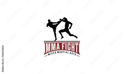 Mma Logo With Illustration Of Two Players Fighting Stock Vector Adobe