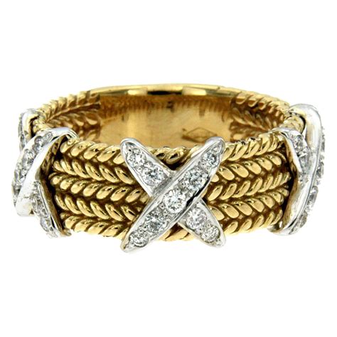 Rope Design Diamond Gold Band Ring At 1stdibs