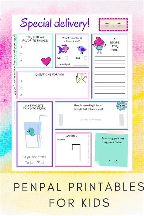 Kids Penpal Printables Penpal Letter Templates For Kids Etsy In 2021