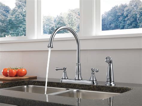 Includes stream • doesn't fall under either the traditional style or contemporary. Delta Faucet 2497LF Cassidy, Two Handle Kitchen Faucet ...