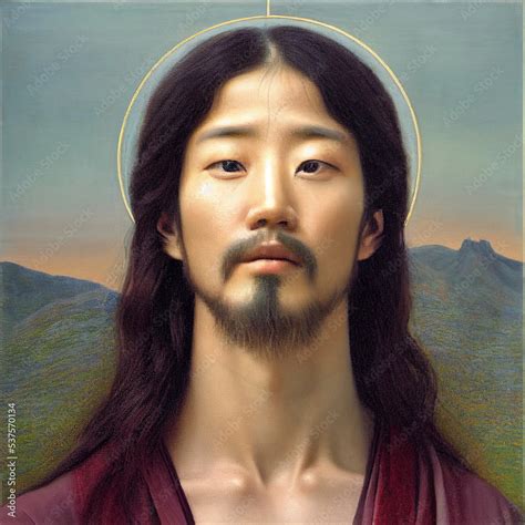 Korean Jesus Korean Saints Photorealistic Illustration Not