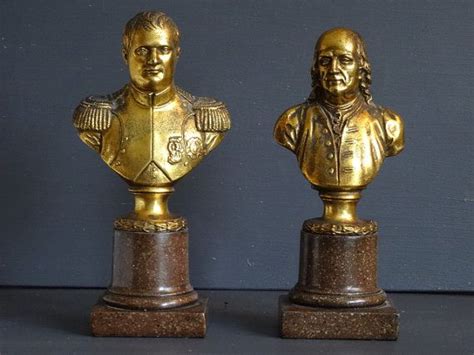 Borghese Bookends Benjamin Franklin And Napoleon Bust Gilded Etsy