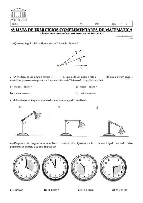 Angulos Exercicios 5 Ano