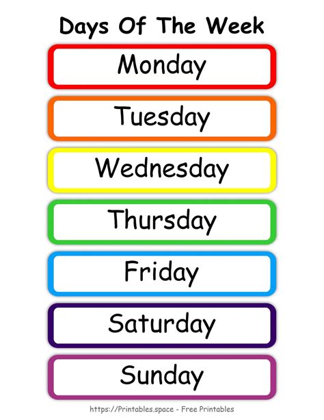 Days Of The Week Printable Flashcards Printable Templates
