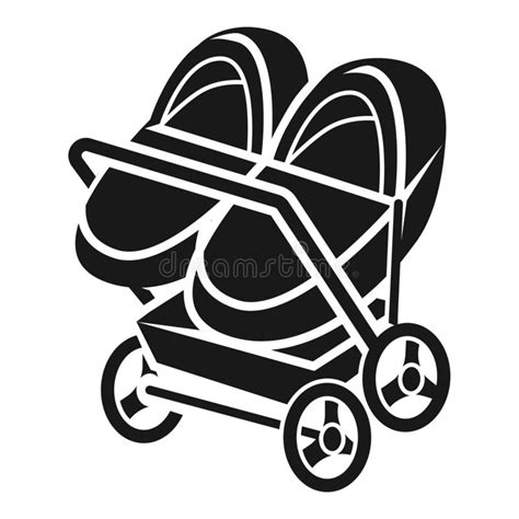 Mother And Stroller For Twins Vector Stock Vector Illustration Of