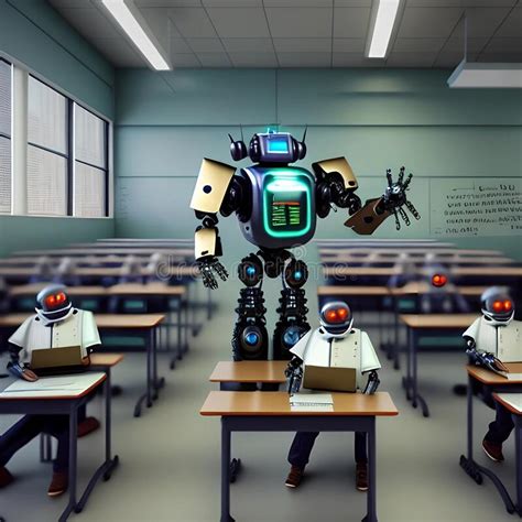 Robots In The Classroom Learning Concept Generated By Ai Stock