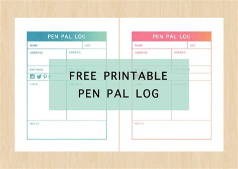Write up to 300 words about yourself and your interests and hobbies. Freebie Friday - Free Printable Pen Pal Log | Penpal, Pen ...