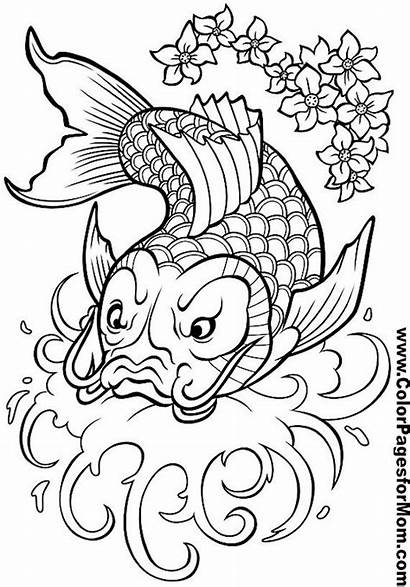 Asian Coloring Pages Adult Koi Colorpagesformom Fish