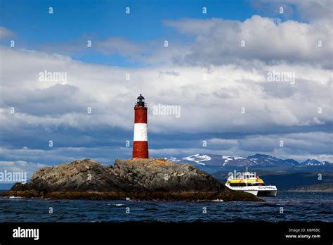 Les Eclaireurs Lighthouse With Excursion Boat In The Beagle Channel