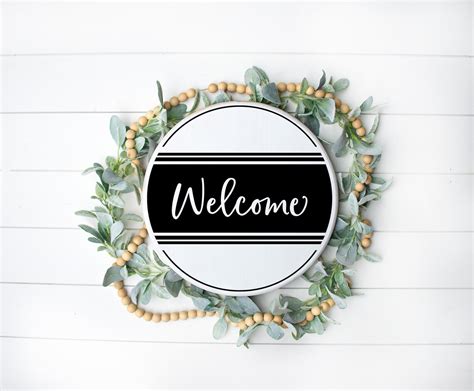 Circle Welcome Sign Svg Welcome Sign Svg Grain Stripes Svg Etsy Ireland