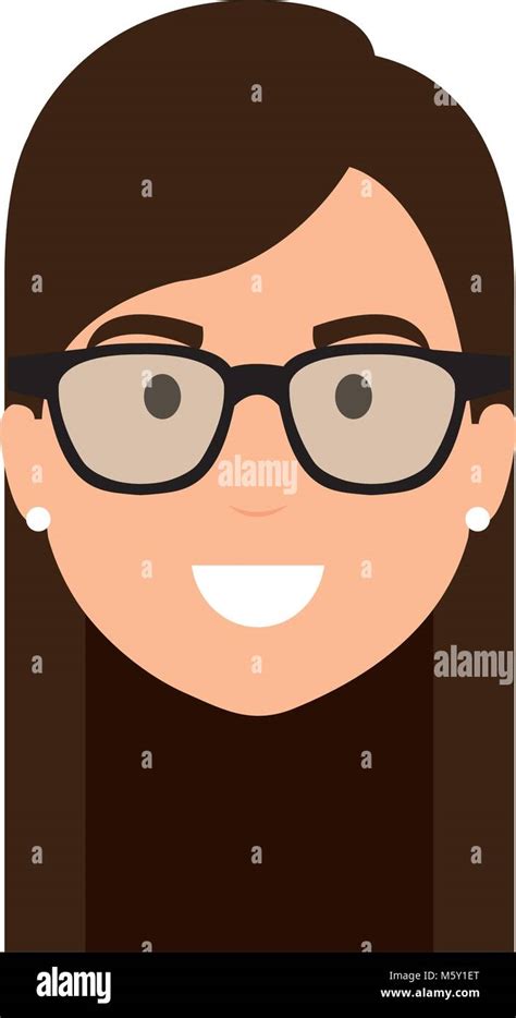 Beautiful Woman Head With Glasses Avatar Character Stock Vector Image And Art Alamy