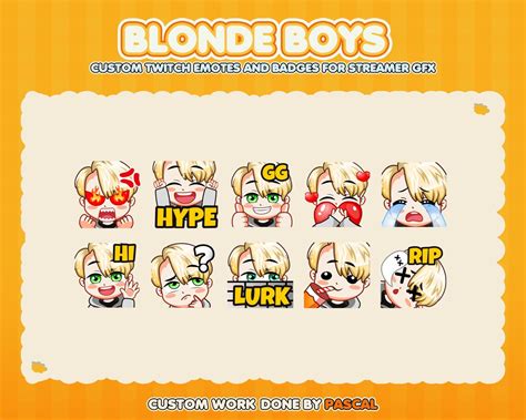 10x Chibi Blonde Boy Emotes Cute Boy Emotes Cute Blonde Etsy