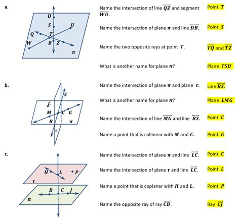 Points Lines And Planes Guided Notes Sample Problem 2 ⋆