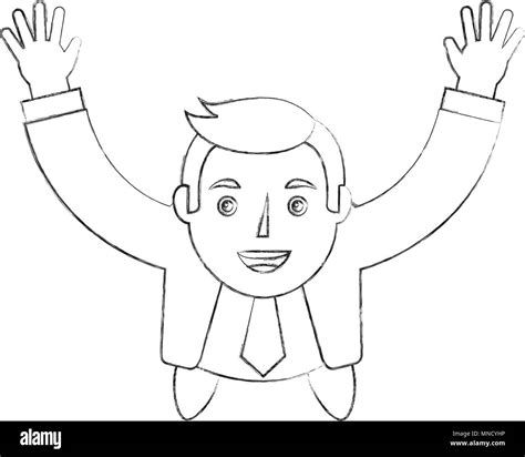 Happy Businessman With Arms Up Celebrating Vector Illustration Stock