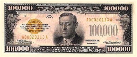 Highest Dollar Note Ever Printed 1934 100000