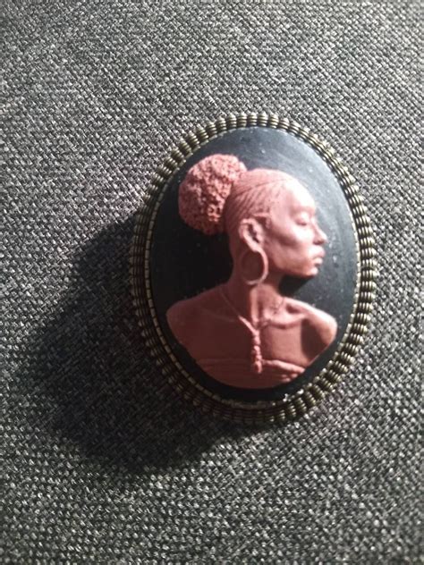 Elegant Black Woman Cameo Brooch Etsy