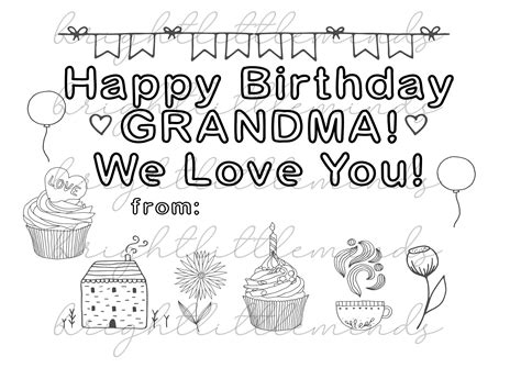 Instant Download Printable Happy Birthday Grandma Diy Kids Activity