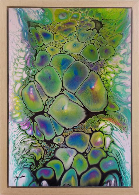 Framed Fluid Acrylic Painting Pour Art Modern Abstract Contemporary