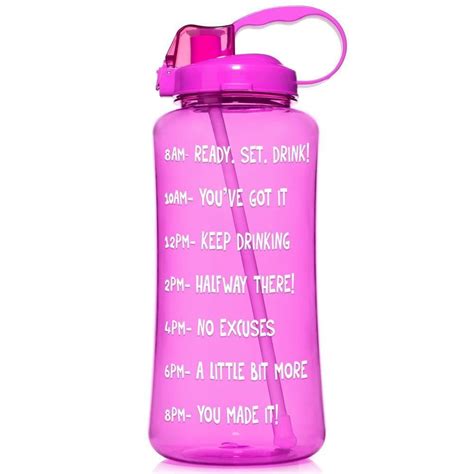 Hydromate Pink 3 Liter Water Bottle With Straw Hourly Time Markings To