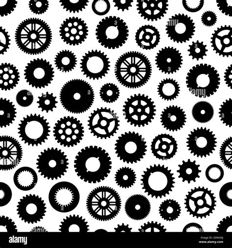 Gear Or Cog Wheels Vector Seamless Pattern Background With Machine