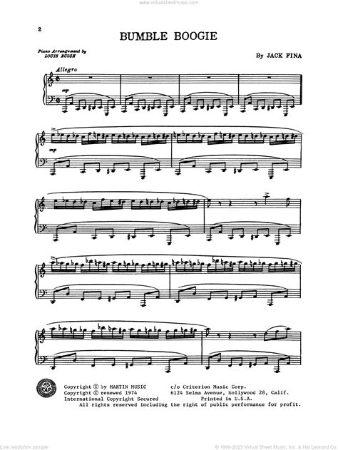 Orchestra Bumble Boogie Sheet Music For Piano Solo Pdf