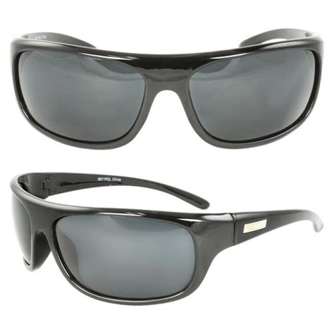 Epic Eyewear Polarized Wrap Around Fashion Sunglasses Black Frame Black Lenses For Men And