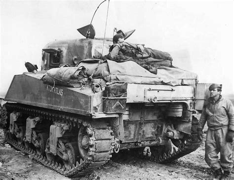 Tank Crew Atop M4 Sherman Tank Named “atom Atlas” Near Cisterna 1944