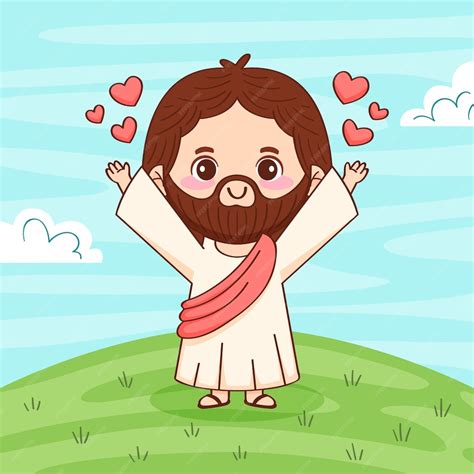 Premium Vector Hand Drawn Kawaii Jesus Illustration