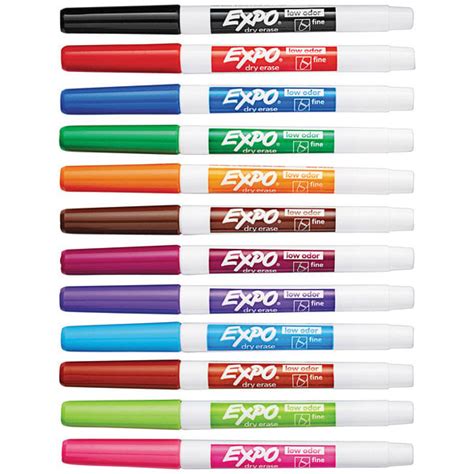 Expo 86603 Assorted 12 Color Low Odor Fine Point Dry Erase Marker Set