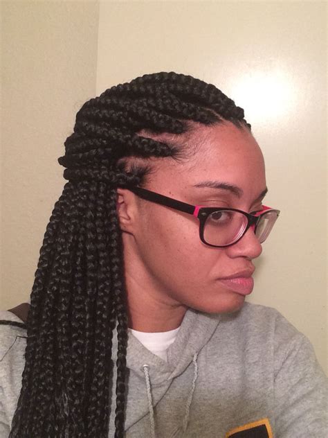 Half up crown braid for short/medium length hair by thatsheart a half up crown braid is ideal for anything from a date night to a wedding to a fun office hairstyle. Medium sized box braids #protectivestyles #braids | Hair ...