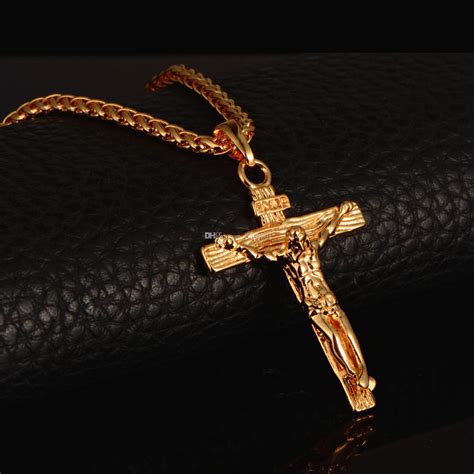 Wholesale 18k Gold Jesus Cross Pendant Necklace Vintage Classic
