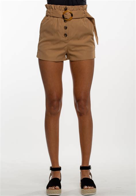 High Waist Belted Button Up Shorts Shop At Papaya Clothing