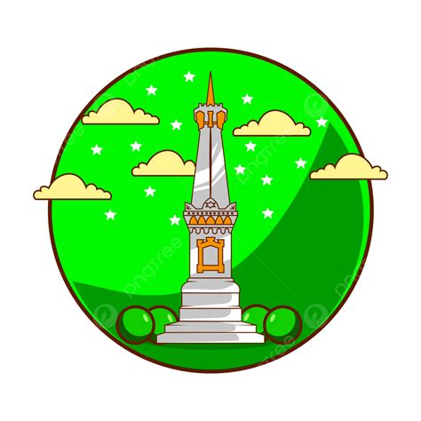 Vetor Premium L Tugu Jogja Logotipo Desenhado Monumento Desenho Animado