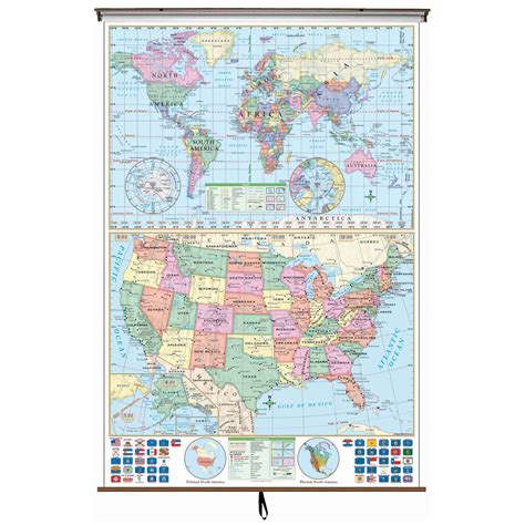 Usworld Stacked Wall Map Shop Classroom Maps