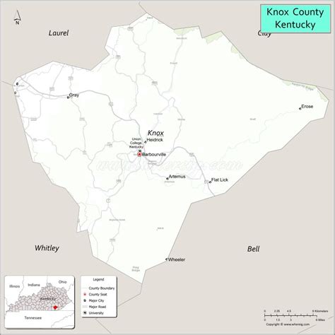 Map Of Knox County Kentucky Where Is Located Cities Population