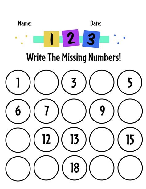 Free Printable Missing Numbers Worksheets For Preschool 1 20 ⋆ The