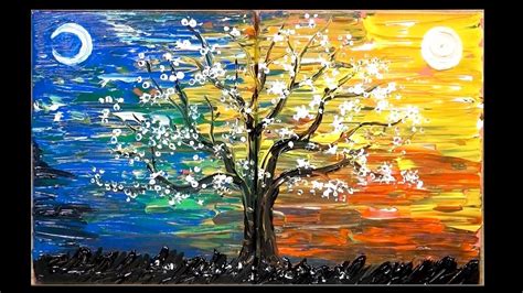 Day And Night Tree Painting Techniques Jaylee Youtube