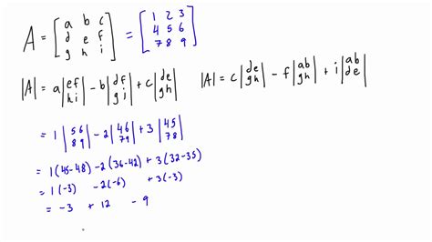 Determinants are calculated from the square matrix. 3x3 Matrix