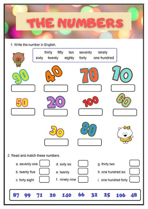 Numbers Interactive Worksheet Learning English For Kids Math
