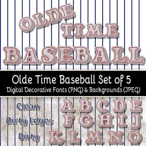 Old Time Baseball Font Collection Set Of 3 Etsy Uk